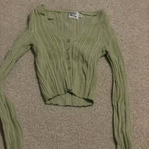 princess polly green long sleeve textured striped shirt
